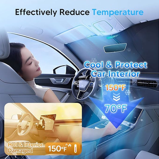 KUST Windshield Sun Shade for 2017-2023 GMC Acadia SUV Accessories Window Sunshade Sun Protector Foldable Block UV Rays Keep Car Cooler
