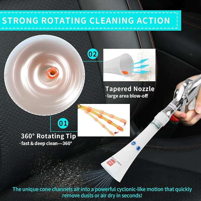 GOCCIDA Tornado Dry Cleaning Gun Detailing Interior Dryer Air Blow Gun,Car Detailing Kit Interior Cleaner,Car Detailing Tools for Car Quickly Blasts Dirt and Dust Works with Air Compressor