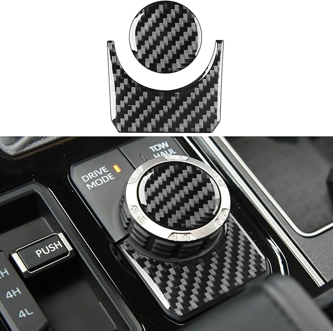 NVCNX Real Premium Carbon Fiber for Toyota Tundra 2022-2026 / Sequoia 2023-2026 2024 2025 Car Center Console Drive Mode Knob Cover Interior Trim Accessories Thick Overlay Sticker Decal 2PCs