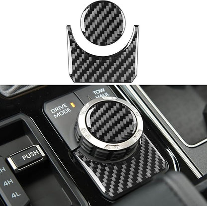 NVCNX Real Premium Carbon Fiber for Toyota Tundra 2022-2026 / Sequoia 2023-2026 2024 2025 Car Center Console Drive Mode Knob Cover Interior Trim Accessories Thick Overlay Sticker Decal 2PCs