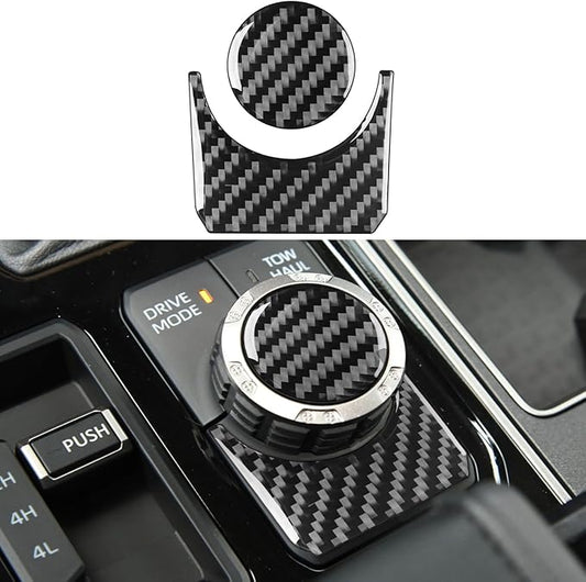NVCNX Real Premium Carbon Fiber for Toyota Tundra 2022-2026 / Sequoia 2023-2026 2024 2025 Car Center Console Drive Mode Knob Cover Interior Trim Accessories Thick Overlay Sticker Decal 2PCs