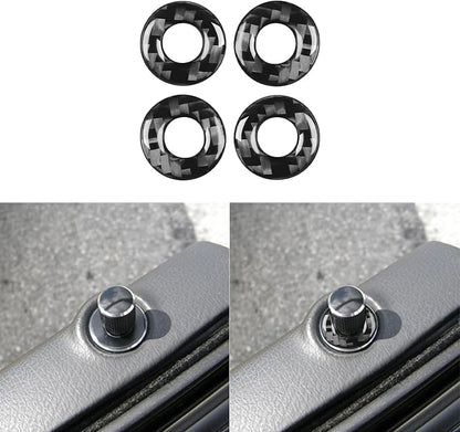 Compatible with Dodge Charger 2008 2009 2010 Real Premium Soft Carbon Fiber Decor Car Door Lock Ring Frame Sticker Decal Interior Accessories Trim Cover 4pcs Black