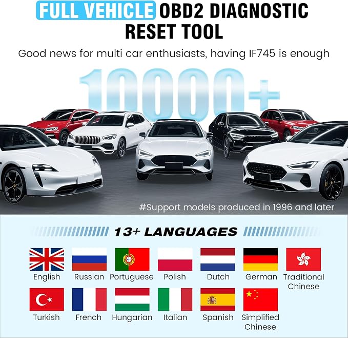 2026 BOSSCOMM IF745 Scanner Diagnostic Tool, Check Engine Code Reader with 6 Resets, ABS Bleeder/Oil/EPB/SAS/Throttle/Battery, Scanner Diagnostic Tool for Vehicles, Lifetime Free Update, Auto VIN