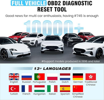 2026 BOSSCOMM IF745 Scanner Diagnostic Tool, Check Engine Code Reader with 6 Resets, ABS Bleeder/Oil/EPB/SAS/Throttle/Battery, Scanner Diagnostic Tool for Vehicles, Lifetime Free Update, Auto VIN