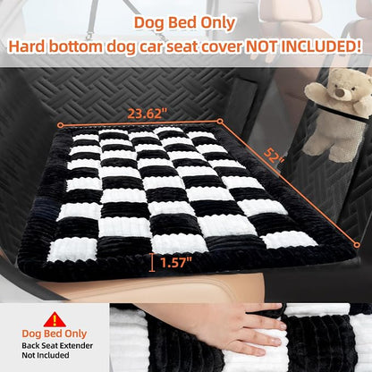Backseat Pet Bed Mat,Dog Seat Covers,Truck Plaid Dog Bed for Car Back Seat | Non-Slip Travel Pet Mat, Back seat Extenders for Car/SUV (For L-Black/White)
