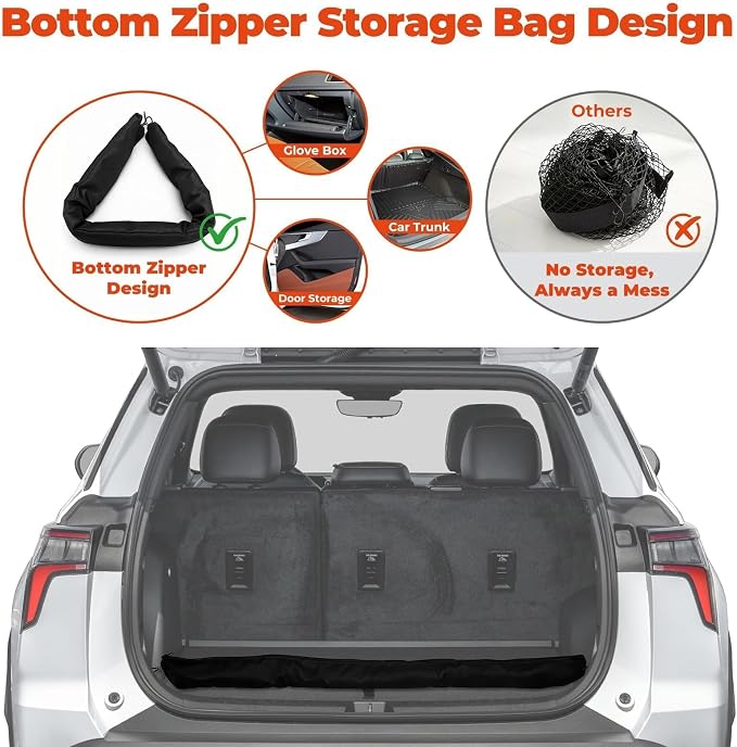 3-Layer Cargo Net for Tahoe/Suburban/Yukon/Yukon XL/Escalade 2021-2026, Zoned Storage Trunk Net with Zippered Bottom Bag, Heavy-Duty Cargo Organizer Netting, Camping/Daily Use