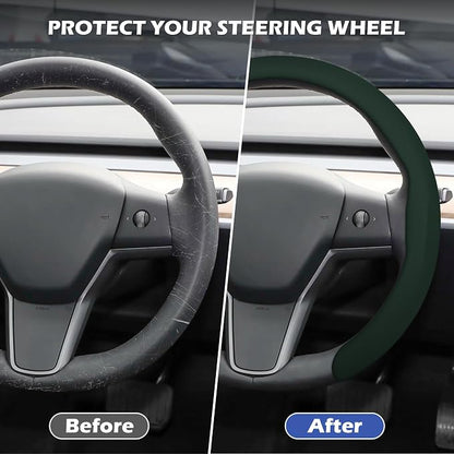Frani Nappa Leather Steering Wheel Cover,Universal Fit 15 Inch-Premium Non-Slip Breathable Comfort Grip for Cars Trucks SUVs,Anti-Slip Durable Interior Upgrade Dark Green