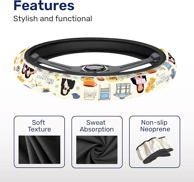 GENANY Mom Daughter Diaries Steering Wheel Cover, Non Slip Polyester Car Wheel Protector for Car SUV Truck, Universal 15 Inch