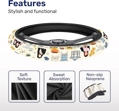 GENANY Mom Daughter Diaries Steering Wheel Cover, Non Slip Polyester Car Wheel Protector for Car SUV Truck, Universal 15 Inch
