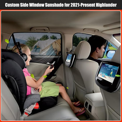 XCBYT Car Window Shades for 2021-2025 Highlander, Sun Shade for Car Baby Side Window with Breathable Mesh, Blocking 99% UV Glare and Privacy Protection, Safe Driving for Napping Camping (4 PCS)