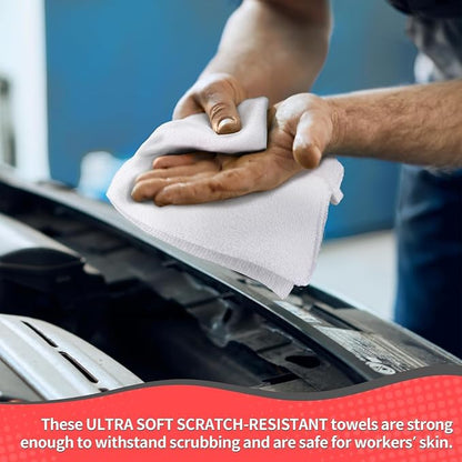 White Microfiber Cleaning Cloth, 150 Pack Shop Towels All-Purpose Cleaning Rags, Bulk Lint-Free Washcloth Reusable Microfiber Towels for Cars Mechanic Garage & Housekeeping 11.5"*11.5"