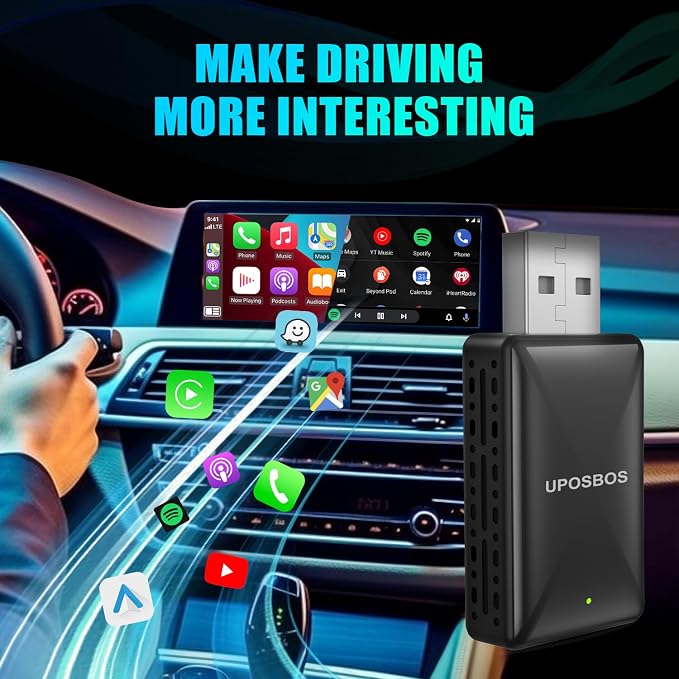 2 in 1 Wireless CarPlay Adapter for Apple iPhone & Android Auto Wireless Adapter Play and Plug Wired to Wireless Carplay/Android Auto Dongle for OEM Cars from 2016 Fast Connect No Latency(Black)
