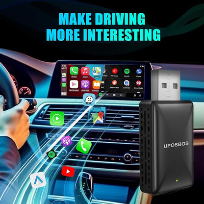 2 in 1 Wireless CarPlay Adapter for Apple iPhone & Android Auto Wireless Adapter Play and Plug Wired to Wireless Carplay/Android Auto Dongle for OEM Cars from 2016 Fast Connect No Latency(Black)