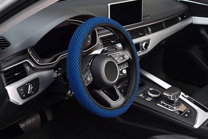 KAFEEK Elastic Stretch Steering Wheel Cover 15 Inch, Breathable Ice Silk Microfiber, Non-Slip Grip, Warm in Winter and Cool in Summer, Odorless, Car Accessories Fit Cars, SUVs, Light Blue