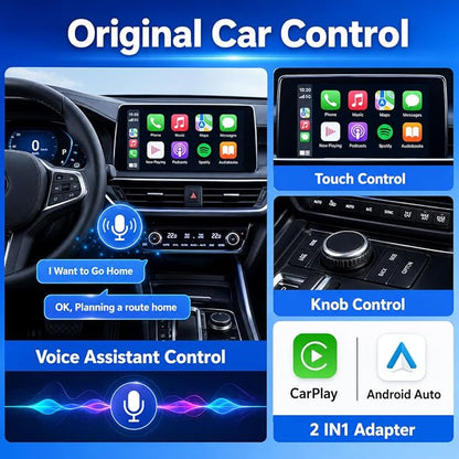 Wireless CarPlay Adapter for Acura RDX 2019-2024, Converts Wired to Wireless Dongle 2-in-1 5.8GHz Plug and Play Intelligent Voice Control Lag-Free