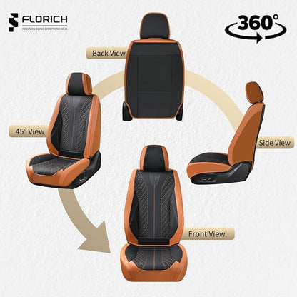 FLORICH Leather Seat Covers for Cars Front Car Seat Cover Premium Automotive Seat Covers Waterproof Car Seat Cushion Protector Universal Fit for Most Cars SUV Trucks, Brown&Black