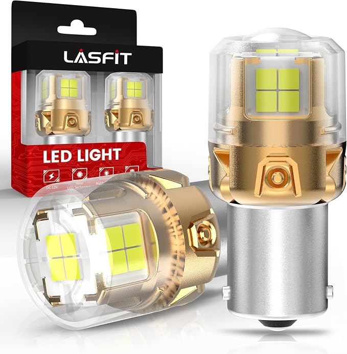 LASFIT 1156 LED Bulb for Reverse Lights, Upgraded 500% Brighter 7506 P21W 1003 BA15S LED Lamps with Projector Lens Halogen Replacement for Backup Daytime Running Lights, 6000K Xenon White, (2-Pcs)