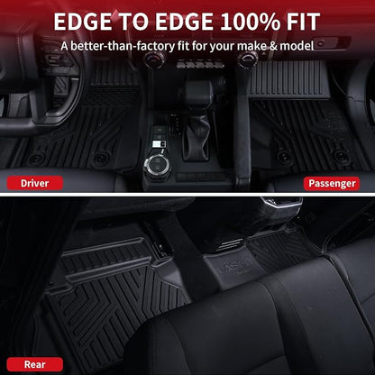 LASFIT Floor Mats for Toyota Tacoma 2024 2025 2026 Double Cab Auto Tran (Not fit Hybrid) All Weather Floor Liner for Tacoma TRD/SR/SR5/limited TPE Custom Fit Car Mats Front&Rear 2 Row Mats