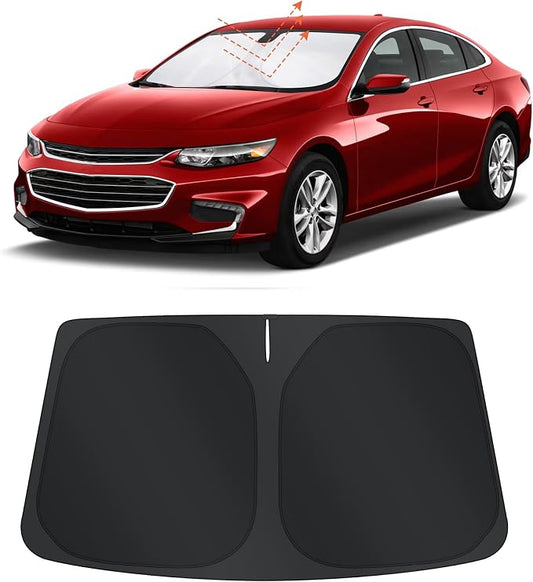 TINGLU Sun Shade for Chevrolet/Chevy Malibu 2016-2025 2026 Accessories Windshield Sun Shade Window Shade UV Rays Protection Sun Visor Cover with Steering Wheel Sunshade Storage Bag