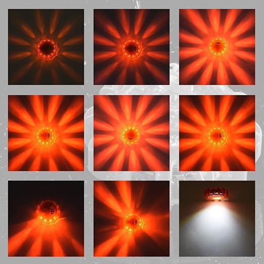 Heliar LED Road Flares Emergency Disc Roadside Safety Light Flashing Road Beacon for Car Truck Boat with Storage Bag (Pack of 3)