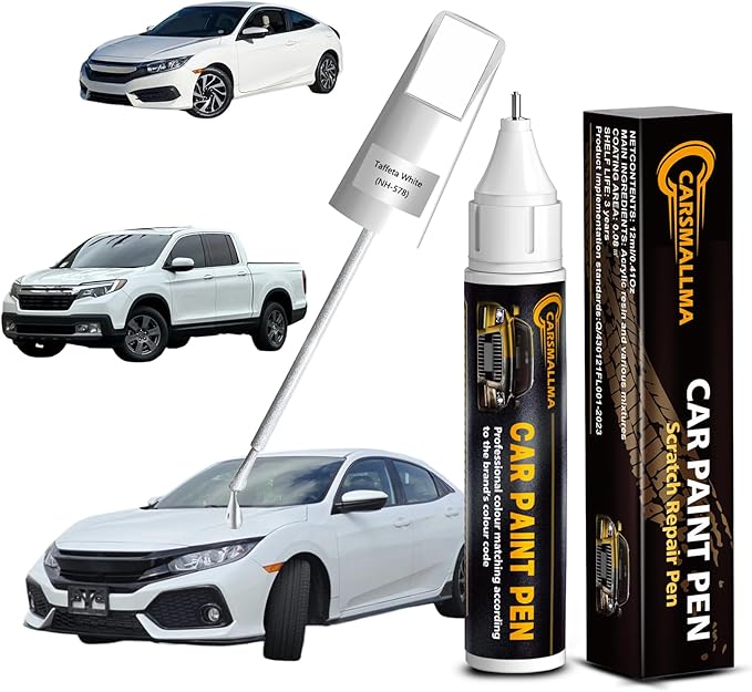 Car Touch Up Paint for Honda(NH-578 Taffeta White), Color Accurate Car Scratch Repair Remover Pen,Automotive Paint Quick & Easy to fix vehicle Chips and Nicks Scuff