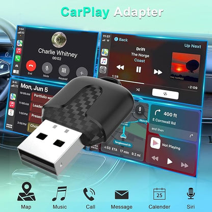 Wireless Carplay Adapter, Convert Wired to Wireless CarPlay, Compatible with CarPlay, Plug and Play, Type-C/USB, Suitable for 800+ Vehicles (Matte Black)