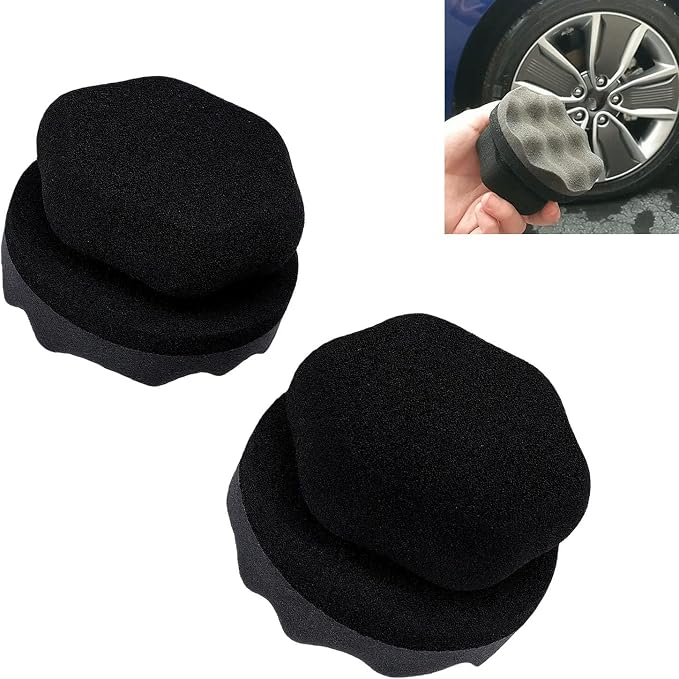 Hex Grip Tire Dressing Applicator Pad, 2PCS Reusable Foam Sponge with Wavy Contoured Surface for Even Shine Car Detailing (S (31.5 X 25.2in))