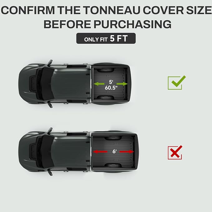 AUTOSAVER88 FRP Hard Tri-fold Truck Bed Tonneau Cover Compatible with Toyota Tacoma 2016-2023 5ft Bed (Excl. Trail Edition)