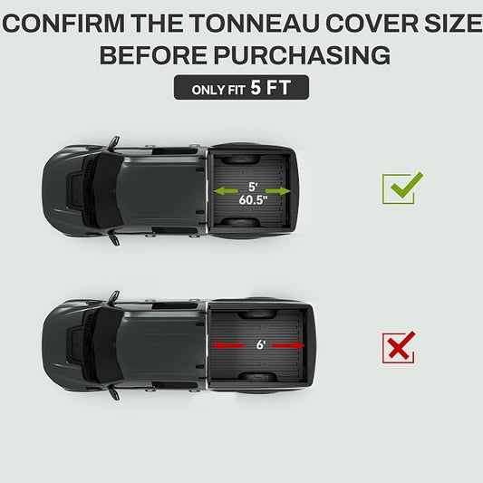 AUTOSAVER88 FRP Hard Tri-fold Truck Bed Tonneau Cover Compatible with Toyota Tacoma 2016-2023 5ft Bed (Excl. Trail Edition)