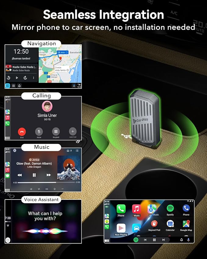 Wireless CarPlay Adapter 2026, 2-in-1 USB & USB-C CarPlay Dongle Wireless for iPhone & Android Auto, Convert Wired to Wireless, Bluetooth Auto-Connect in 5s, Plug & Play, No Latency, Fits 800+ Cars