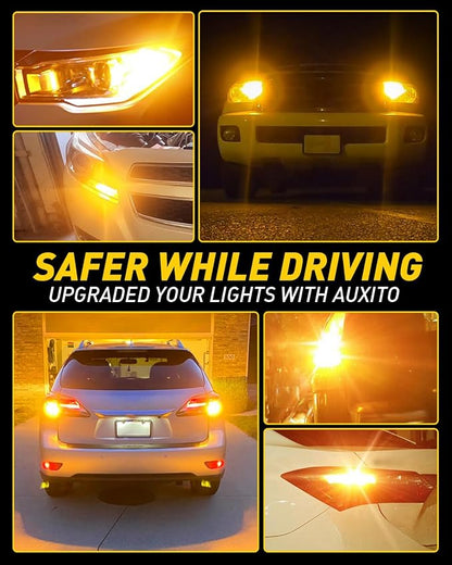 AUXITO CANBUS 7507 BAU15S LED Bulbs Amber Yellow with Built-in Resistor PY21W 12496 2641A 1156(150°) Anti Hyper Flash Error Free Front Rear Turn Signal Lights and Blinker Parking Lights, Pack of 2