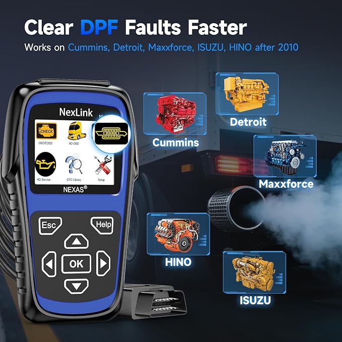 NEXAS NL102P Heavy Duty Truck Scanner with DPF Regeneration, Full System Diesel Diagnostic Tool for J1939/J1708 Trucks