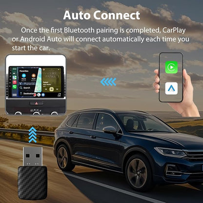 Sunweyer S28 Super Mini USB Wireless CarPlay & Android Auto Adapter Dongle, Convert Wired to Wireless, Compatible with Car from 2017, Support OTA Upgrade