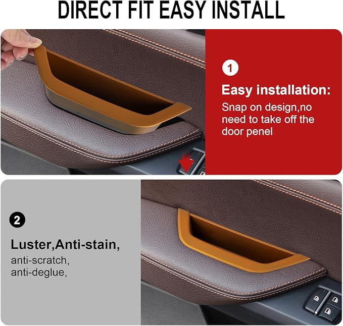Golden Driver Side Door Armrest Handle Storage Compartment Compatible for BMW X3 F25 2010-2016 X4 F26 2014-2017 Cover Door Container Storage Box Door Armrest Cover