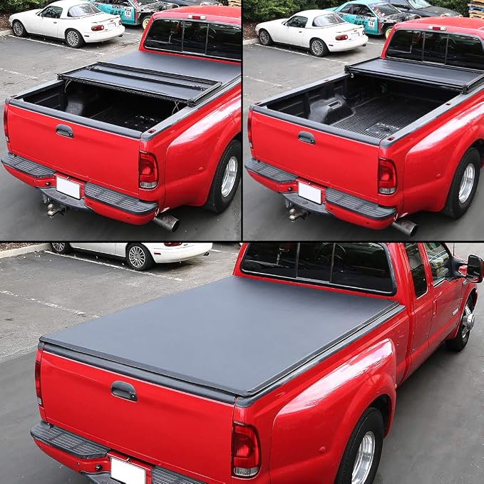 DNA Motoring Truck Bed Soft Tri-Fold Adjustable Tonneau Cover Compatible with 95-04 Tacoma 6Ft Styleside Bed, TTC-TRISOFT-051