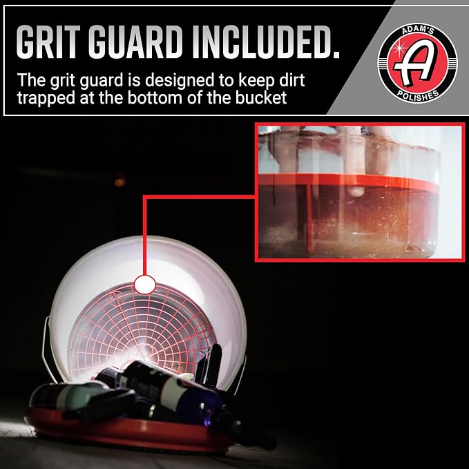 Adam's Polishes Wash Bucket (5 Gallon Bucket + Grit Guard) - Car Detailing Tool for Car Washing & Garage Storage | Stores Car Wash Soap, Foam Cannon, Foam Gun, Microfiber Towels & More