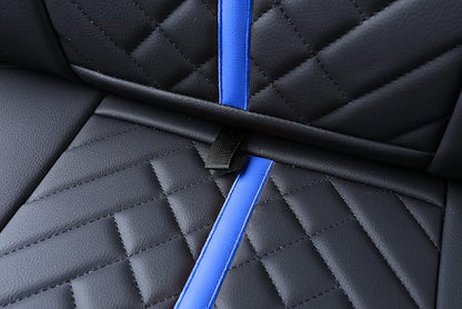 Tomatoman Tacoma Rear Seat Covers 2005-2024 2025 2026 TRD Sport Offroad Limited SR5 V6 Crew Double Extended Cab Truck Back Car Cushions with Waterproof Faux Leather (Rear Seat/Black-Blue)