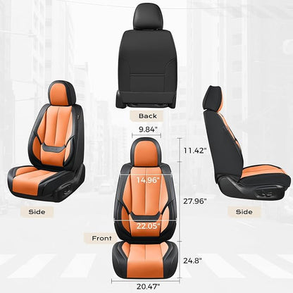 Coverado Seat Covers, Car Seat Covers Front Seats, Leather Seat Covers for Cars, Car Seat Protector Waterproof, Black Car Seat Cushion, Front Carseat Cover Universal Fit for Most Cars Orange