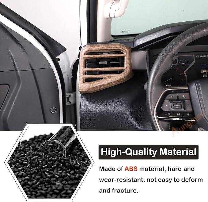 Aunginsy Car Center Console Side Air Conditioning Outlet Trim Cover Compatible with Toyota Tundra/Sequoia 2022-2025 2026, Dashboard Side A/C Wind Vent Panel Decorative Frame Protector ABS Accessories