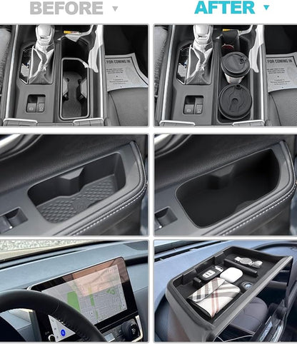 CDEFG 5PCS for 2024 2025 2026 Toyota Grand Highlander Center Console Dash Organizer 12.3-Inch Screen Storage Tray Cup Holders Door Pockets for 2025 2026 Grand Highlander Hybrid Accessories