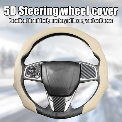 Mandark Car Steering Wheel Cover, Suede Sport Vehicle Steer Wheel Protector Fitting 15 Inch, Non-Slip Comfortable Automotive Interior Decoration Accessories, Universal for Most Cars (Light Yellow)