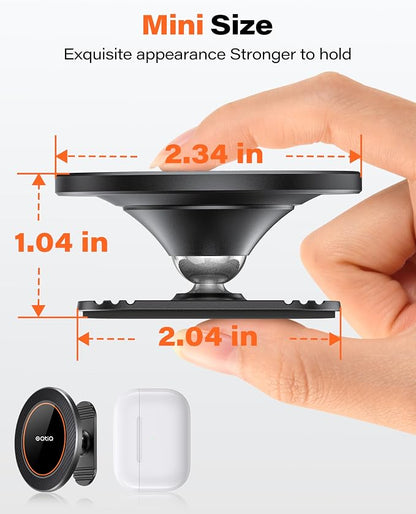 OQTIQ Magnetic Car Phone Mount Holder, Dashboard Mount with 3M Adhesive, Black Carbon Fiber, Aluminum, MagSafe Compatible for iPhone 17/16/15/14/13/12, 360-Degree Adjustable, 2 Pack (Orange-2 Pack)