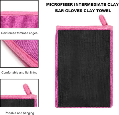 2 PCS Clay Mitts, Microfiber Clay Bar Towel Medium Grade Auto Detailing Gloves, Scratch-Free Surface Prep Mitt Alternative for Car Paint Claying Cleaning & Polishing (Purple)