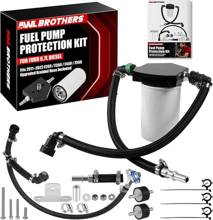Fuel Pump Protection Kit for 2011-2022 Ford F250 F350 F450 F550 Super Duty 6.7L Diesel, Upgraded Braided Line, Replaces 7031190