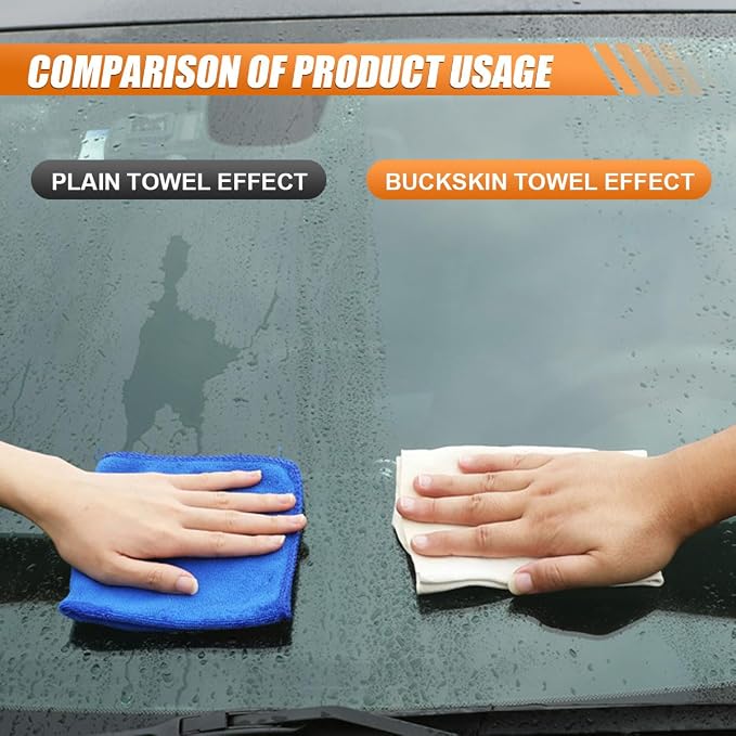 Chamois Cloth for Car, Natural Shammy Car Drying Towel, 19.68'' X 19.68''(2.7 sq ft) Absorbent Fast Drying Cleaning Cloth for Car Wash, Glass, Paint Care, Mirrors, Windows (Square)