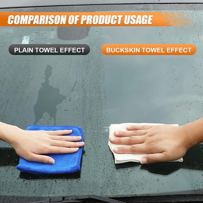 Chamois Cloth for Car, Natural Shammy Car Drying Towel, 19.68'' X 19.68''(2.7 sq ft) Absorbent Fast Drying Cleaning Cloth for Car Wash, Glass, Paint Care, Mirrors, Windows (Square)