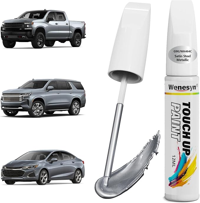 G9K/WA464C Satin Steel Metallic Touch Up Paint Compatible with Chevrolet, Car Paint Scratch Remover for Nicks & Chips Repair, Automotive Paints Exact Match Chevy Silverado/Equinox/Trax/Tahoe