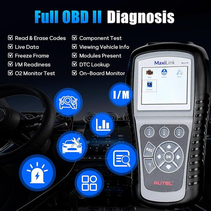 Autel MaxiLink ML619 OBD II Scanner - Same as AL619, ABS & SRS Diagnostic Tool for 1996+ Vehicles, Up of AL519 ML519, Code Reader with Live Data & Troubleshooting Tips