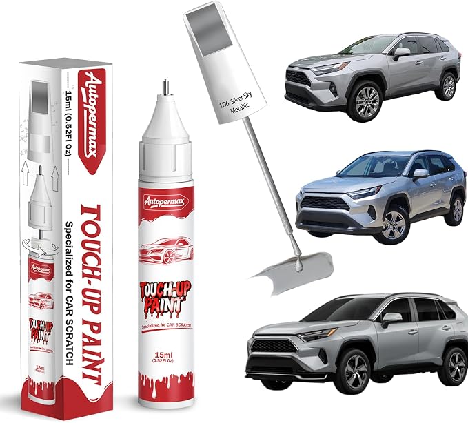 1D6 Silver Sky Metallic Car Touch Up Paint for Toyota, Color Accurate Two-In-One Car Paint Scratch Repair Pen, Professional Scratch Remover for Vehicles Chips and Nicks Scuff