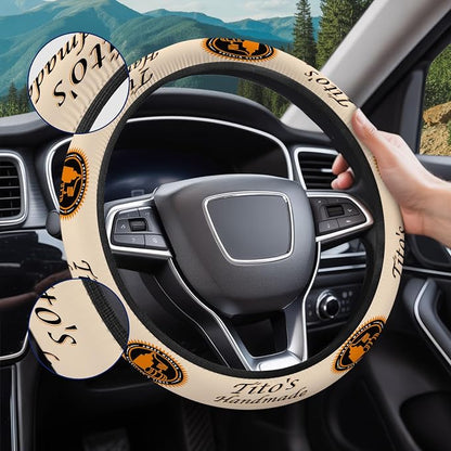 GENANY Wine Drink Steering Wheel Cover, Non Slip Polyester Car Wheel Protector for Car SUV Truck, Universal 15 Inch